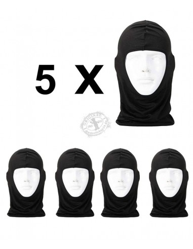 5x Гигиеническая маска / костюм с капюшоном лайкра Модель "Ультра" (черный)