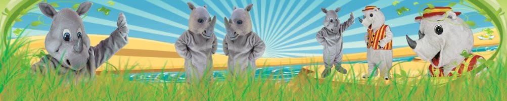 Costumes de rhinocéros Mascottes ✅ Chiffres en cours d'exécution Chiffres publicitaires ✅ Boutique de costumes de promotion ✅