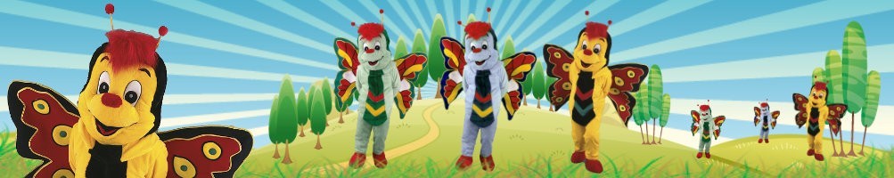 Mascottes vlinder kostuums ✅ rennende figuren reclamefiguren ✅ promotie kostuums ✅