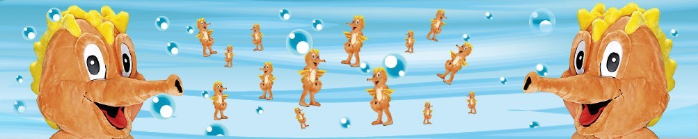 Zeepaardjes kostuums mascottes ✅ rennende figuren reclame cijfers ✅ promotie kostuumwinkel ✅