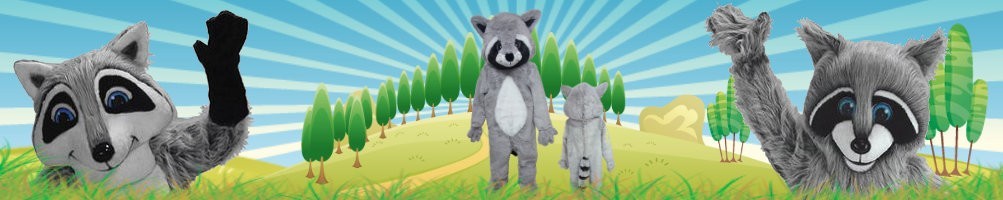 Mascota de disfraces de mapache ✅ Figuras para correr figuras publicitarias ✅ Tienda de disfraces de promoción ✅
