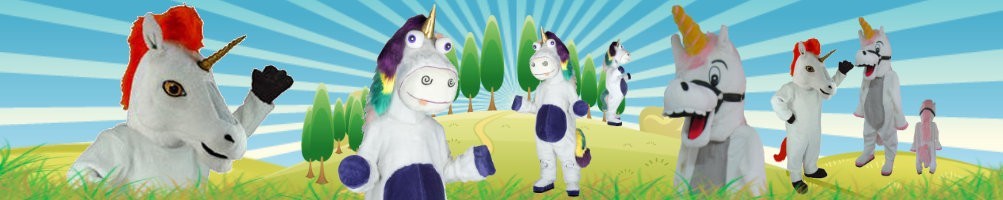 Unicorno costumi mascotte ✅ figure in esecuzione figure pubblicitarie ✅ negozio di costumi promozionali ✅