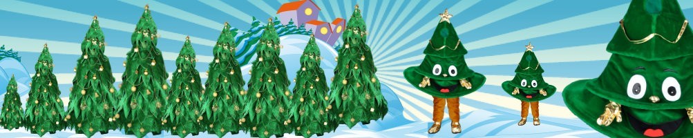 Costumes de sapin de Noël Mascottes ✅ Chiffres en cours d'exécution Chiffres publicitaires ✅ Boutique de costumes de promotion ✅