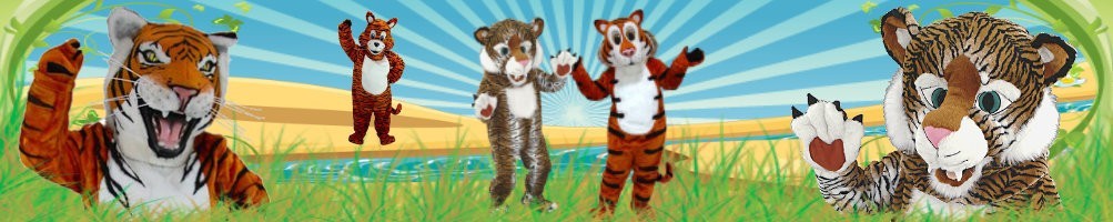 Mascotte dei costumi della tigre ✅ Figure in esecuzione figure pubblicitarie ✅ Negozio di costumi di promozione ✅