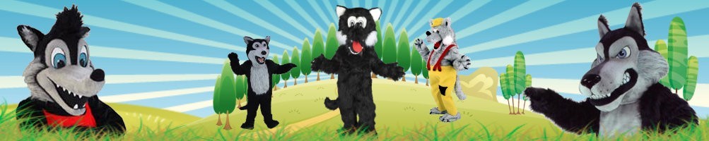 Mascota de disfraces de lobo ✅ Figuras para correr figuras publicitarias ✅ Tienda de disfraces de promoción