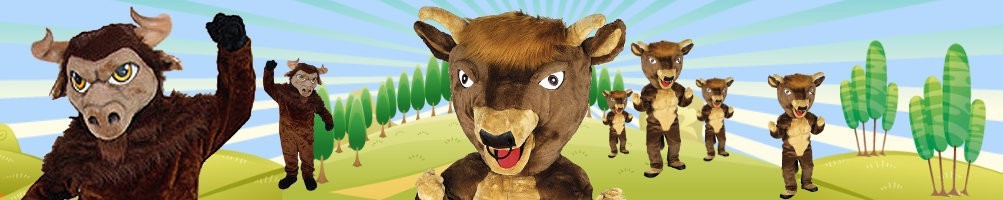 Mascota de disfraces de bisonte ✅ Figuras para correr figuras publicitarias ✅ Promoción tienda de disfraces ✅